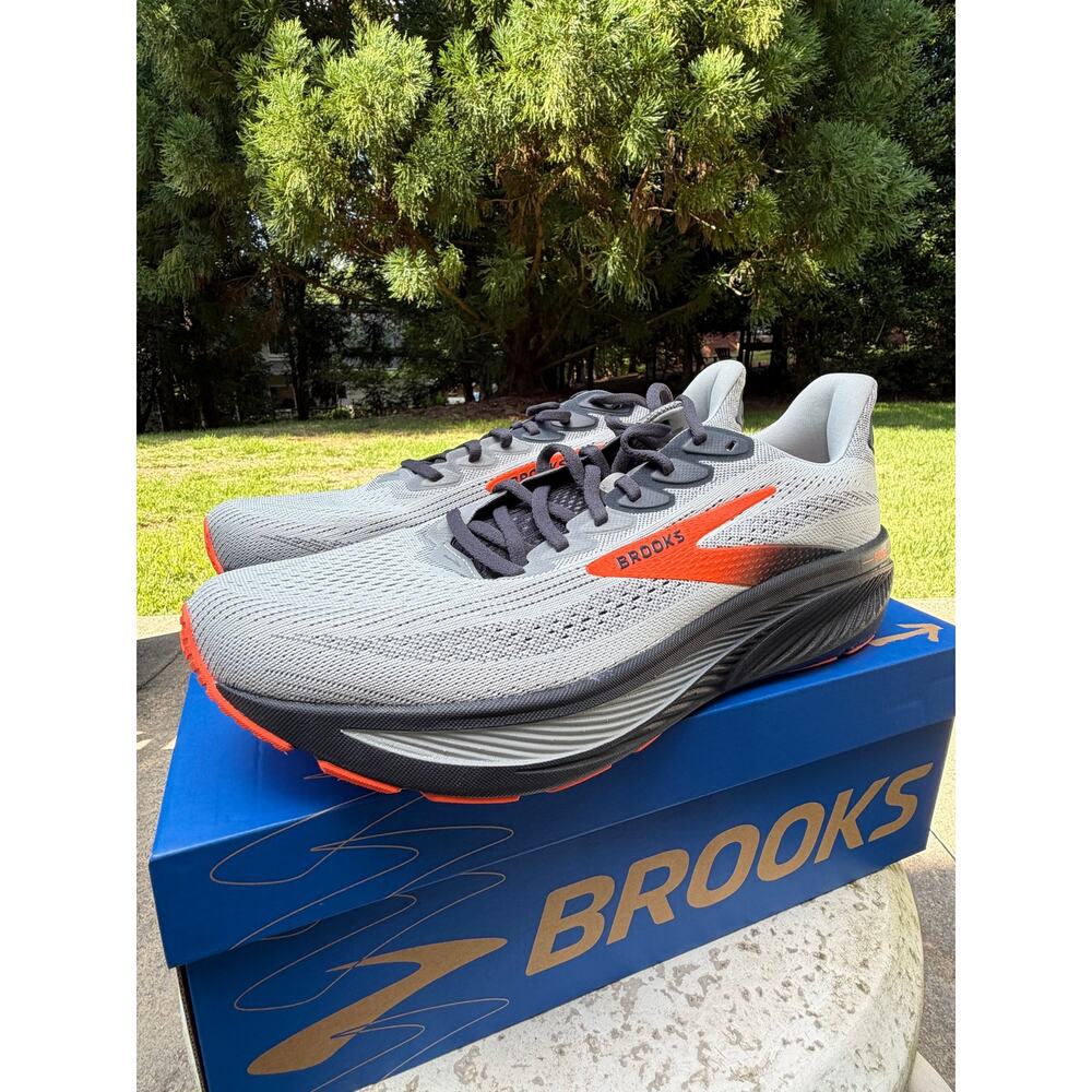 Brooks Ghost Max Running Shoes Gray Black Orange Men’s Size 12.5 NWT - Picture 4 of 7